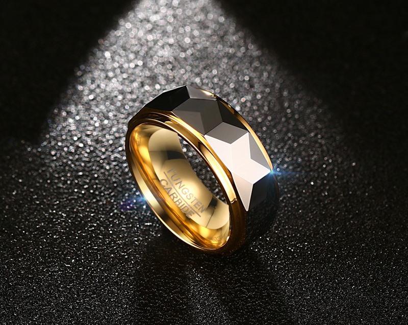 Gold Tungsten Engagement Ring Two Tone Faceted Band Wholesale Plated 8mm - Ables Mall