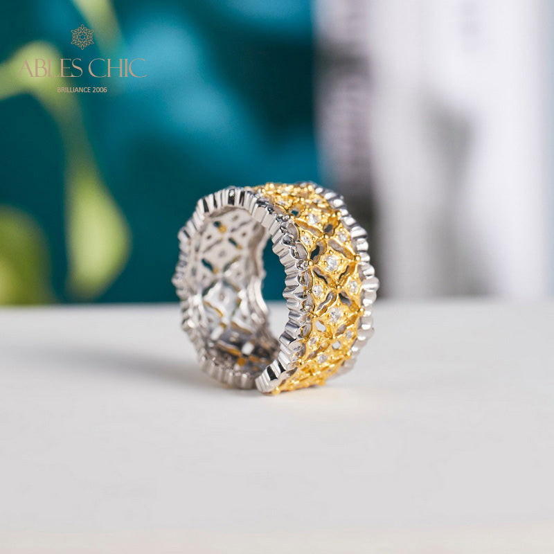 Offener Ring mit Waben-Laubsägearbeit 5857