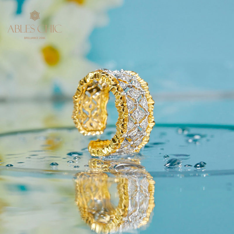 Offener Ring mit Waben-Laubsägearbeit 5857