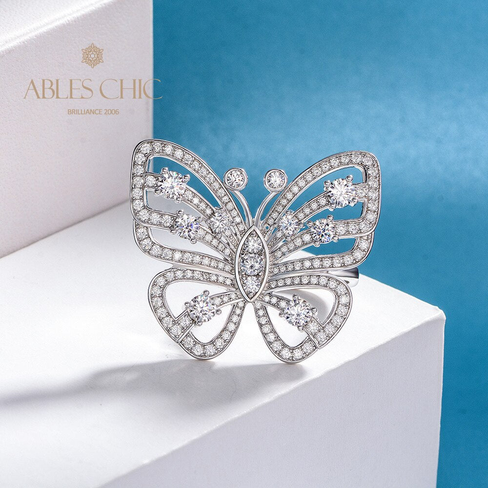 Statement-Ring mit gepflastertem Riesenschmetterling R1249