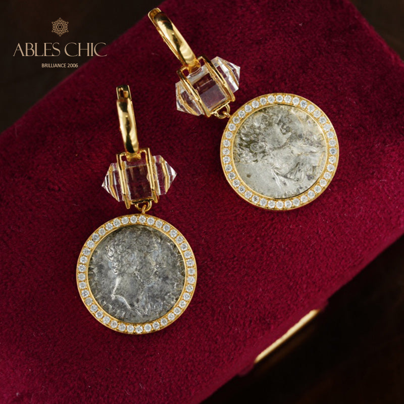 Diamant-Halo-Medaillon-Ohrringe