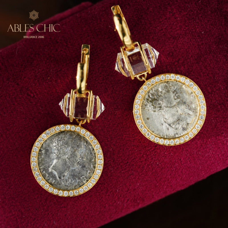 Diamant-Halo-Medaillon-Ohrringe