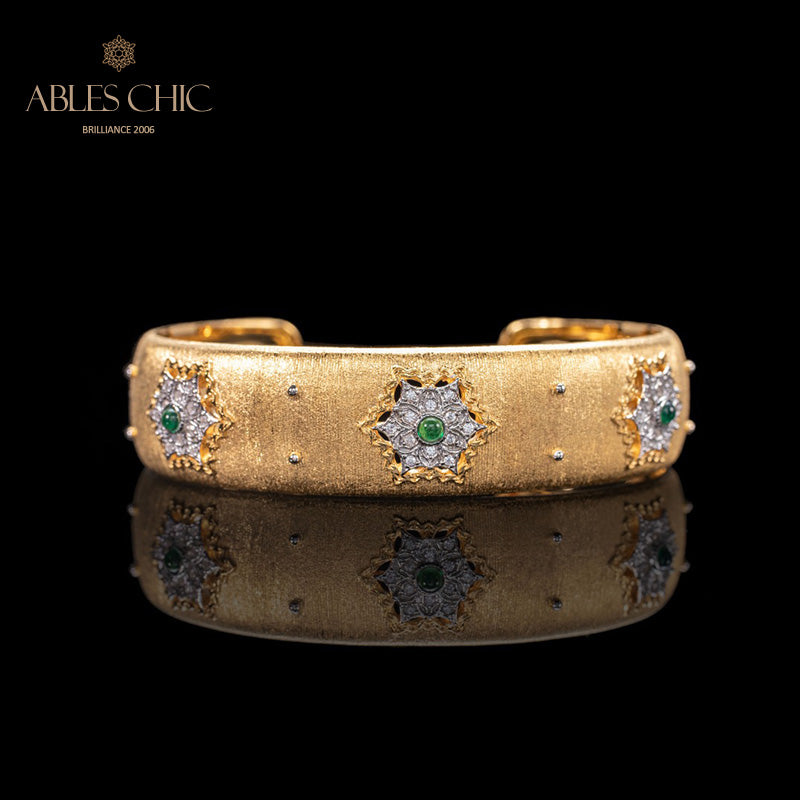 Florales Smaragd-Seidenarmband 6039