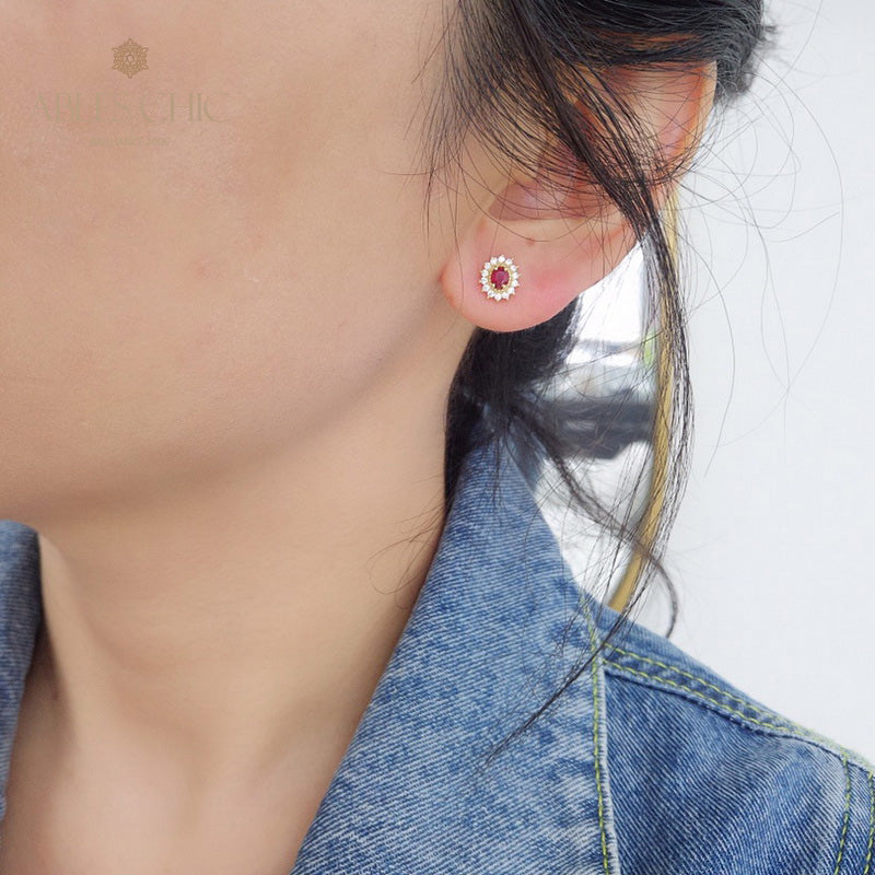 Natürliche Rubin-Blumenohrringe 5816