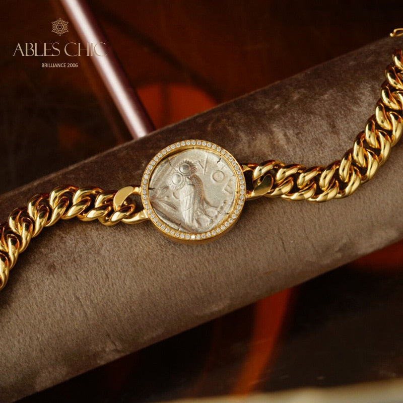 Griechisches Athena Flip-Medaillon-Armband