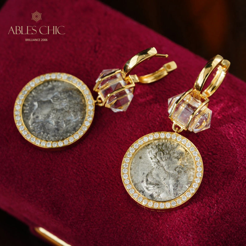 Diamant-Halo-Medaillon-Ohrringe