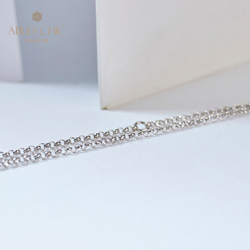 Halskette mit ineinandergreifenden Ringen und Seidenmuster 5861
