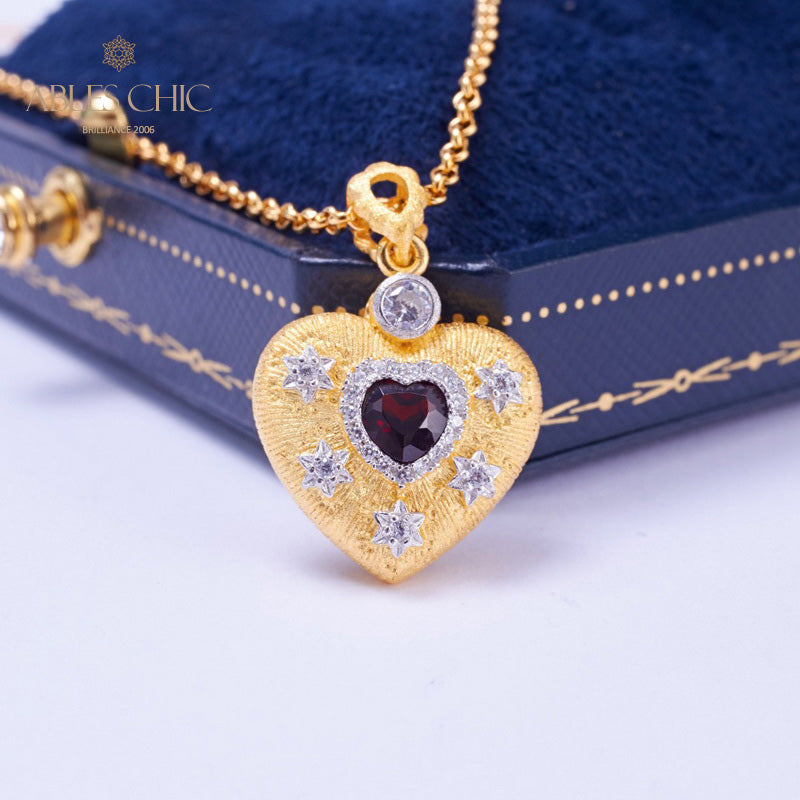 Stoffmuster Herz Charm Halskette 5849
