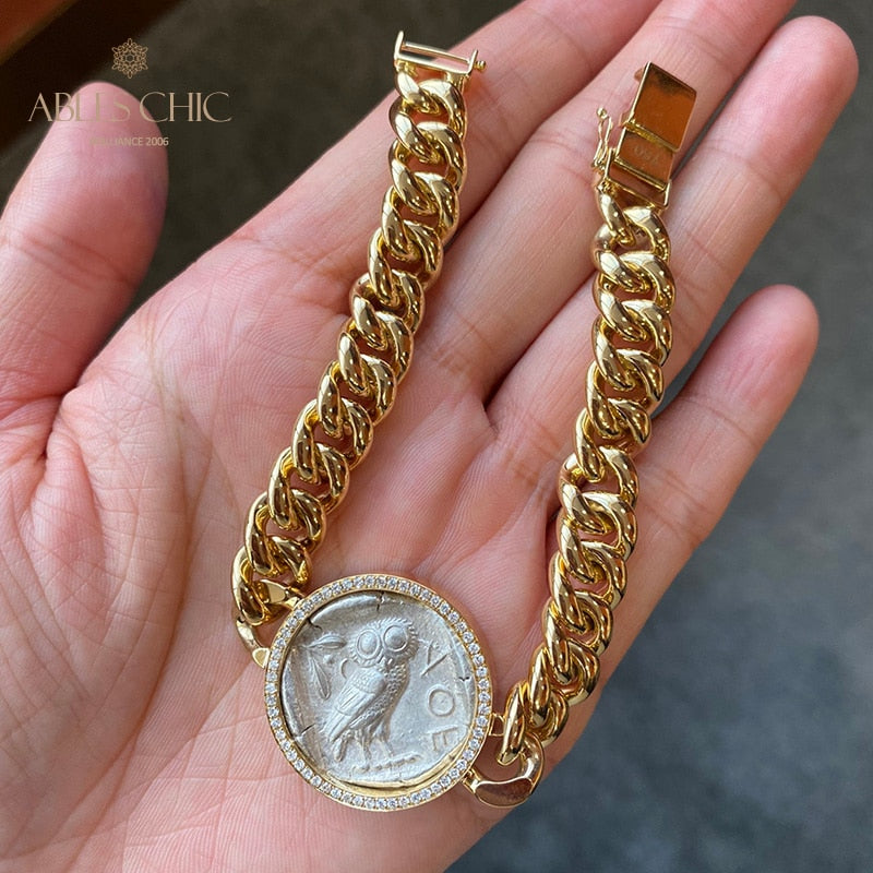 Griechisches Athena Flip-Medaillon-Armband