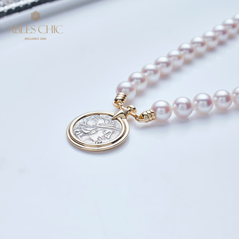 Byzantinische Athena-Münze, Akoya-Perlenkette