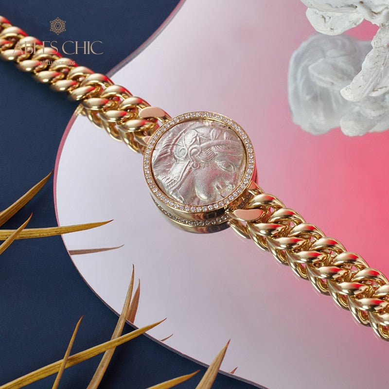 Griechisches Athena Flip-Medaillon-Armband