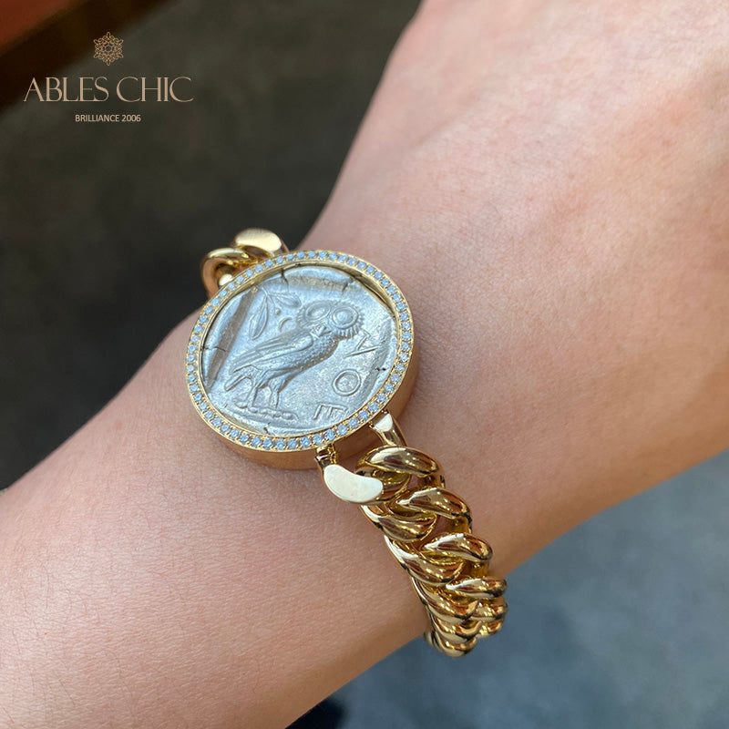 Griechisches Athena Flip-Medaillon-Armband