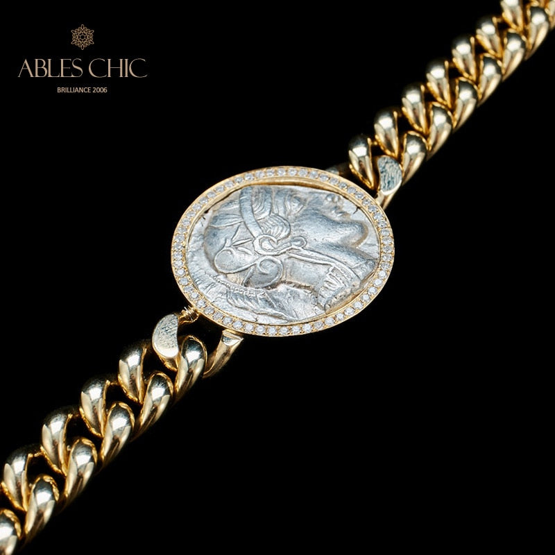 Griechisches Athena Flip-Medaillon-Armband