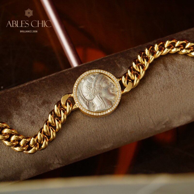 Griechisches Athena Flip-Medaillon-Armband