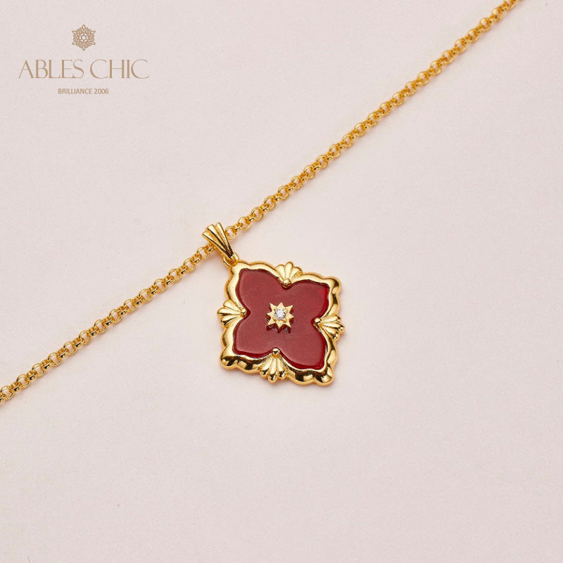Kleeblatt-Achat-Blumenkette 5727