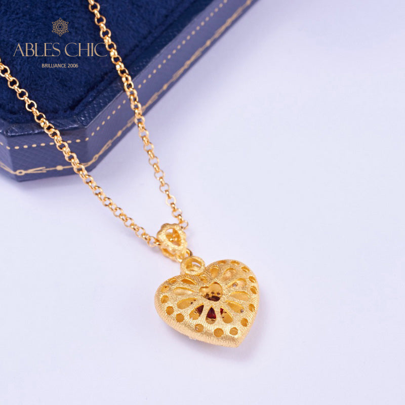 Stoffmuster Herz Charm Halskette 5849