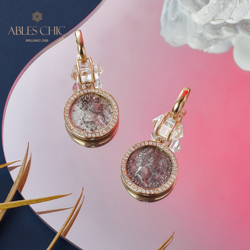 Diamant-Halo-Medaillon-Ohrringe