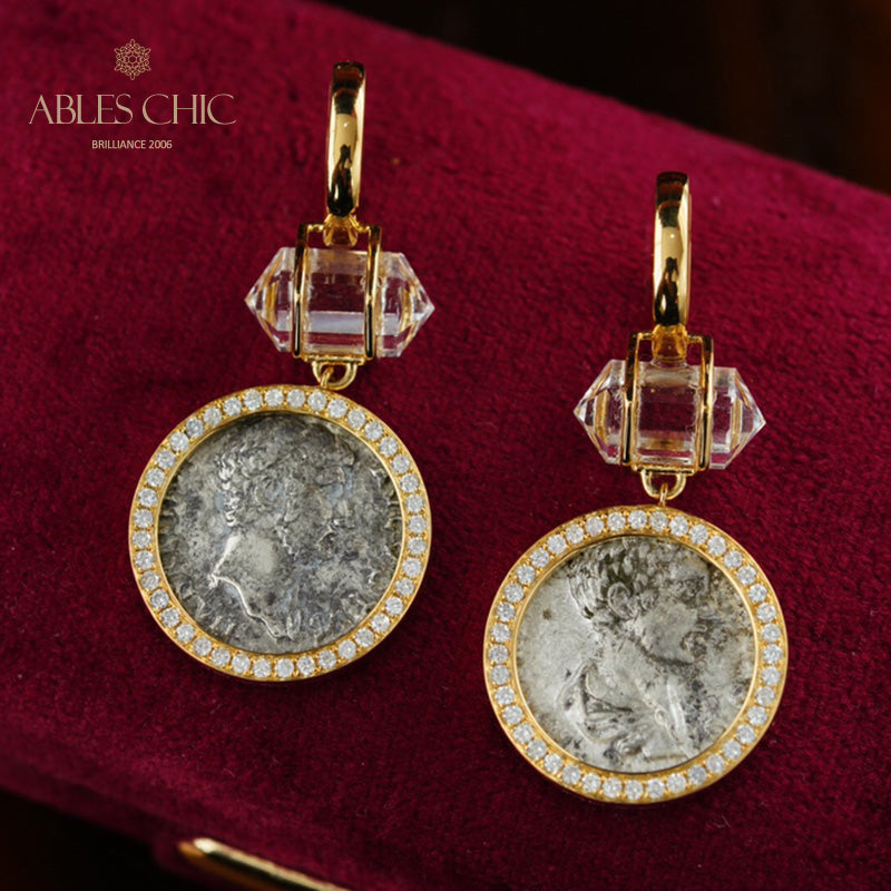 Diamant-Halo-Medaillon-Ohrringe