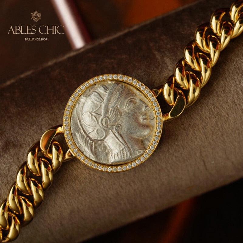 Griechisches Athena Flip-Medaillon-Armband