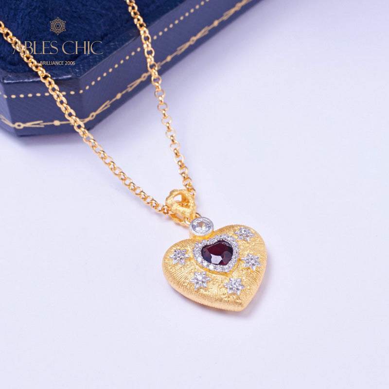 Stoffmuster Herz Charm Halskette 5849