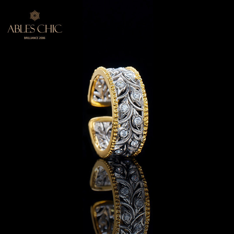 Offener Ring mit Rosenknospen-Blumenmotiv 5992