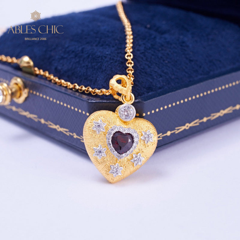 Stoffmuster Herz Charm Halskette 5849