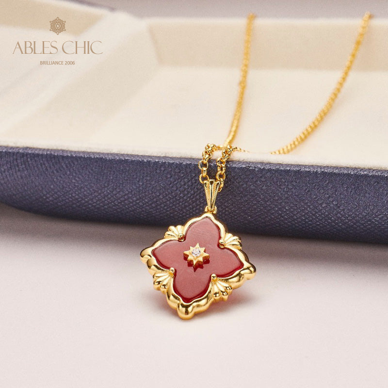 Kleeblatt-Achat-Blumenkette 5727