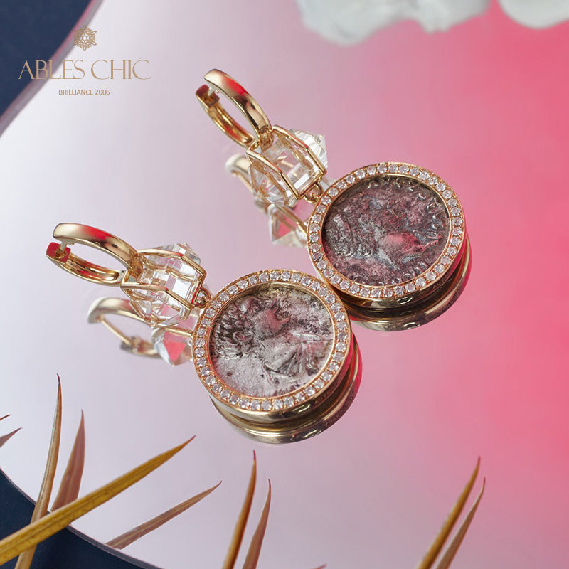 Diamant-Halo-Medaillon-Ohrringe