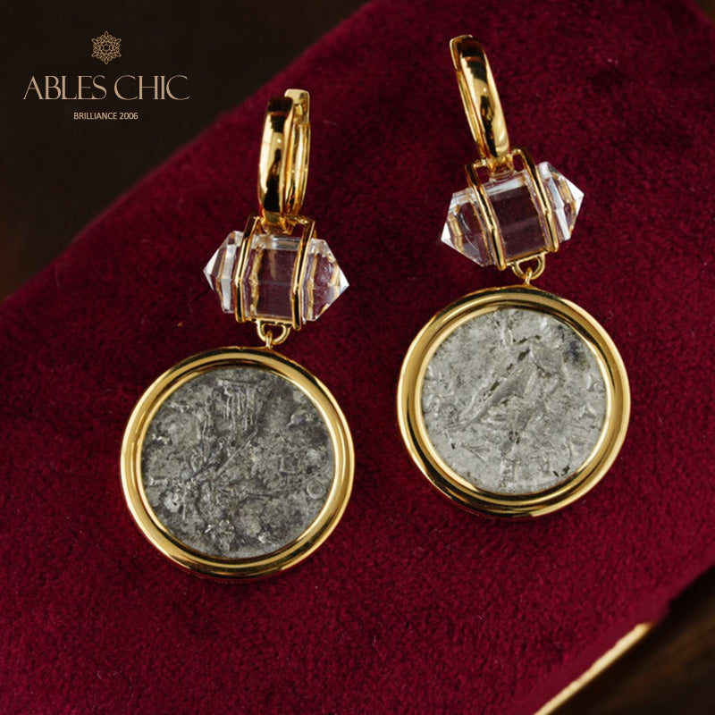 Diamant-Halo-Medaillon-Ohrringe