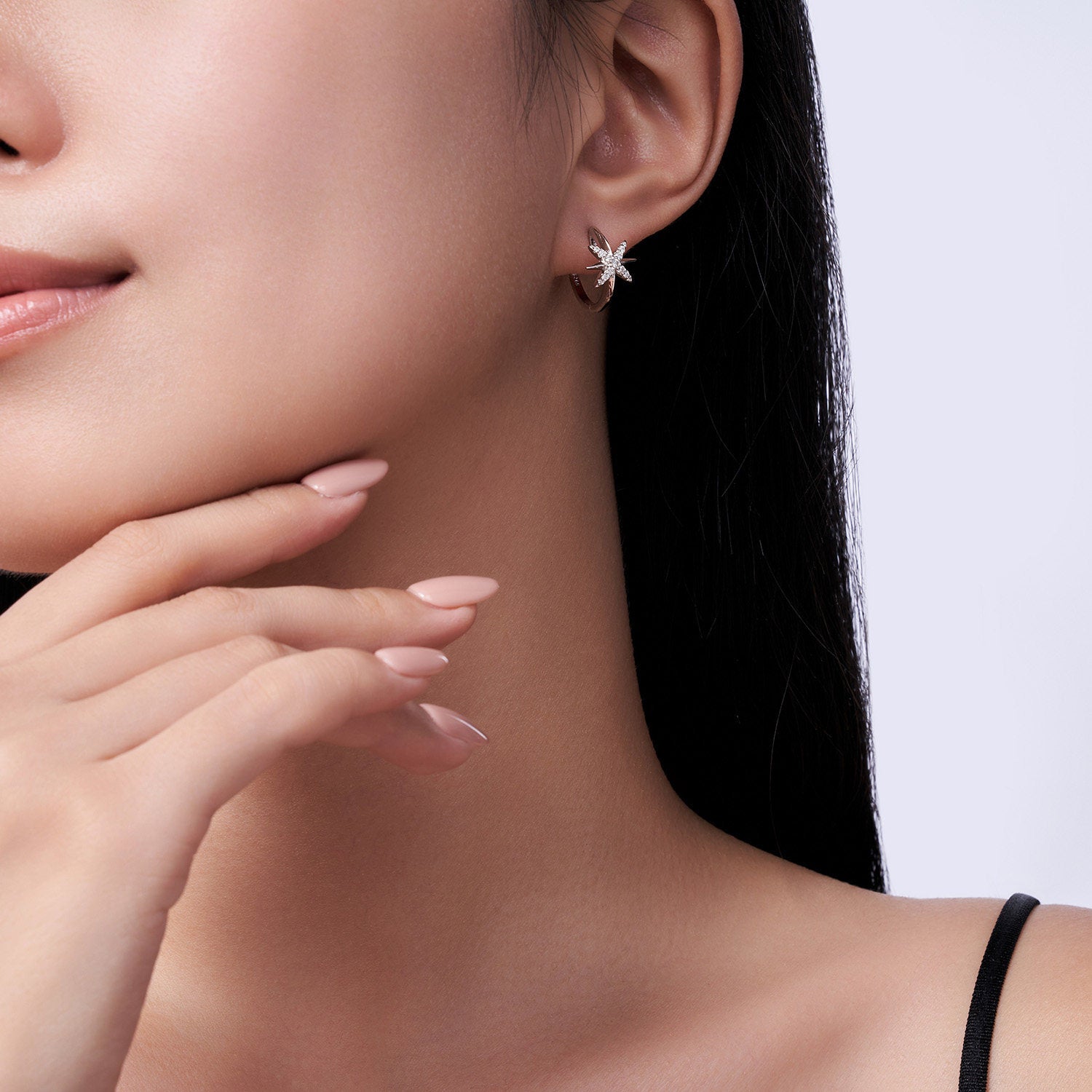 North Star Moissanite Huggies