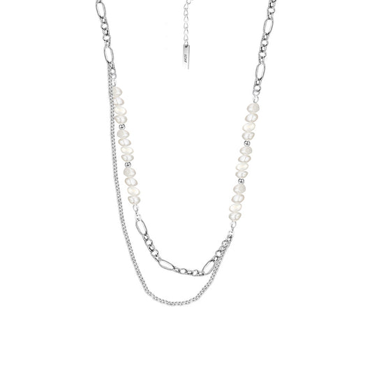 Verlängerte Figaro-Kette mit Barockperlen N1036