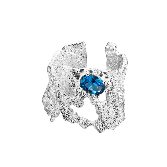 Breite Ringe mit blauem Zirkonmuster R1195