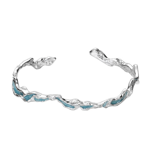 Alien Blau Emaille Scrunched Armreif B1011