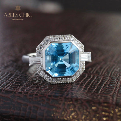 Asscher Topas Paved Ring 5912