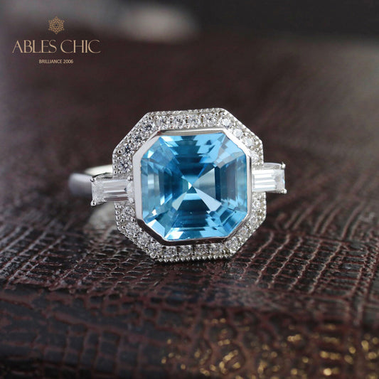 Asscher Topas Paved Ring 5912