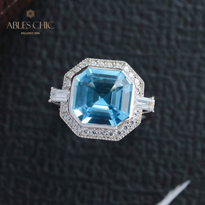 Asscher Topas Paved Ring 5912