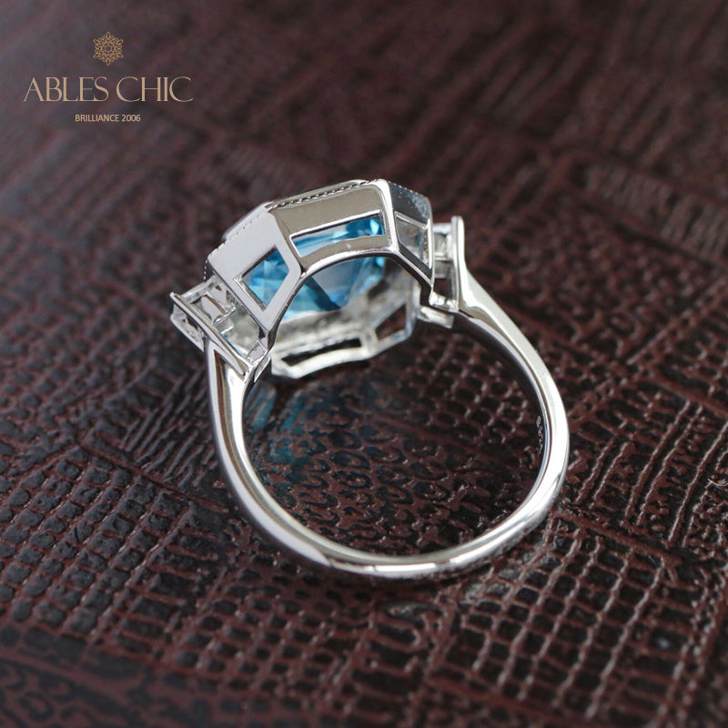 Asscher Topas Paved Ring 5912