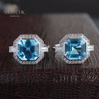 Asscher Topas Paved Ring 5912