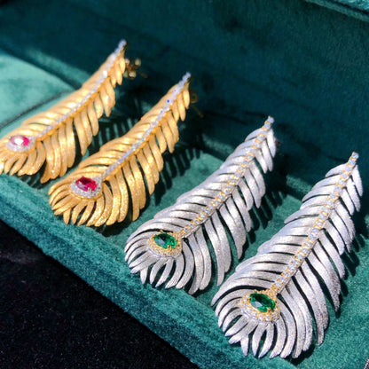 Lange Ohrringe mit Kiefernblättern 6162