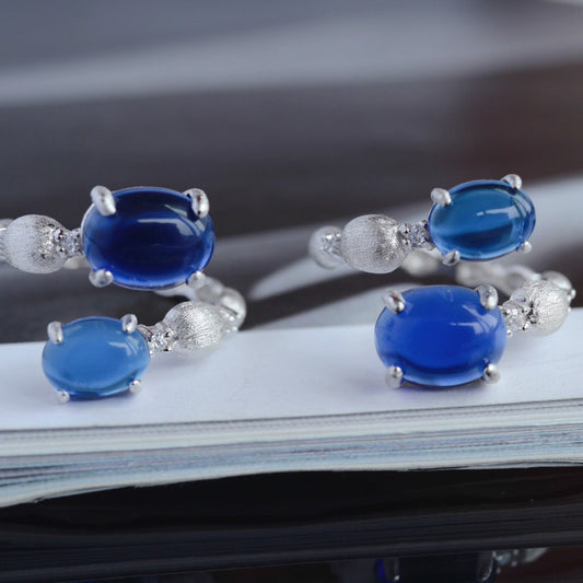 Offener Ring aus mattiertem Granat 6189