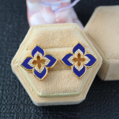 Lapis Kleeblatt Ohrringe 6201