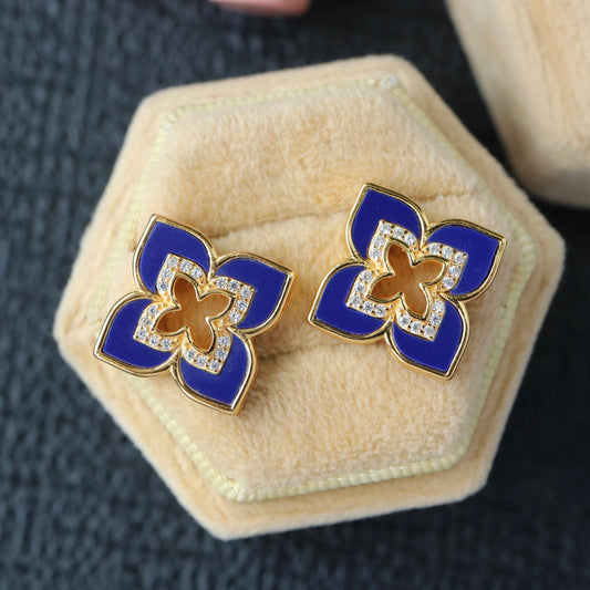 Lapis Kleeblatt Ohrringe 6201