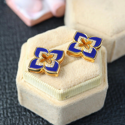 Lapis Kleeblatt Ohrringe 6201