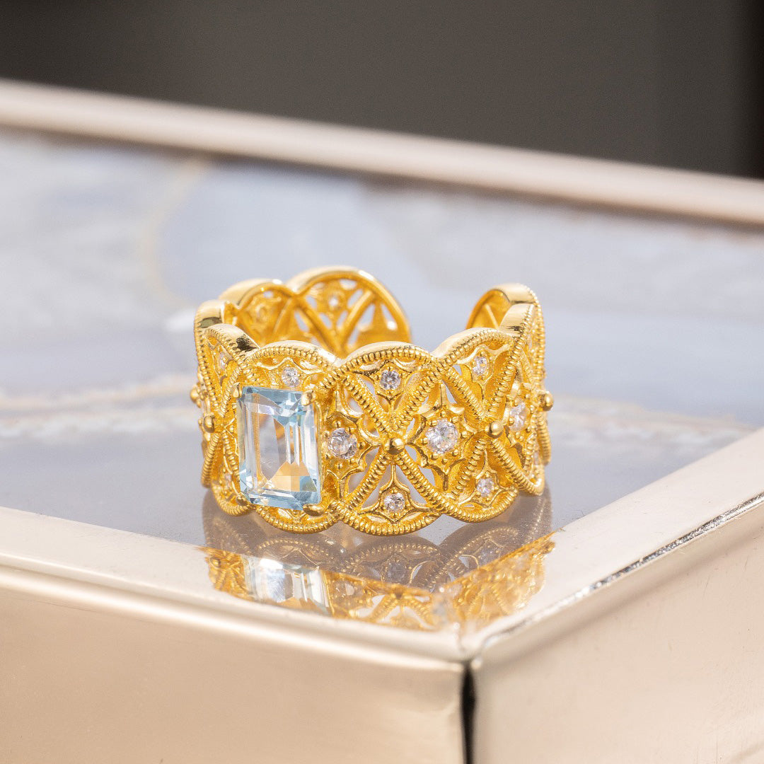 Filigraner Ring aus natürlichem Topasseil 6219