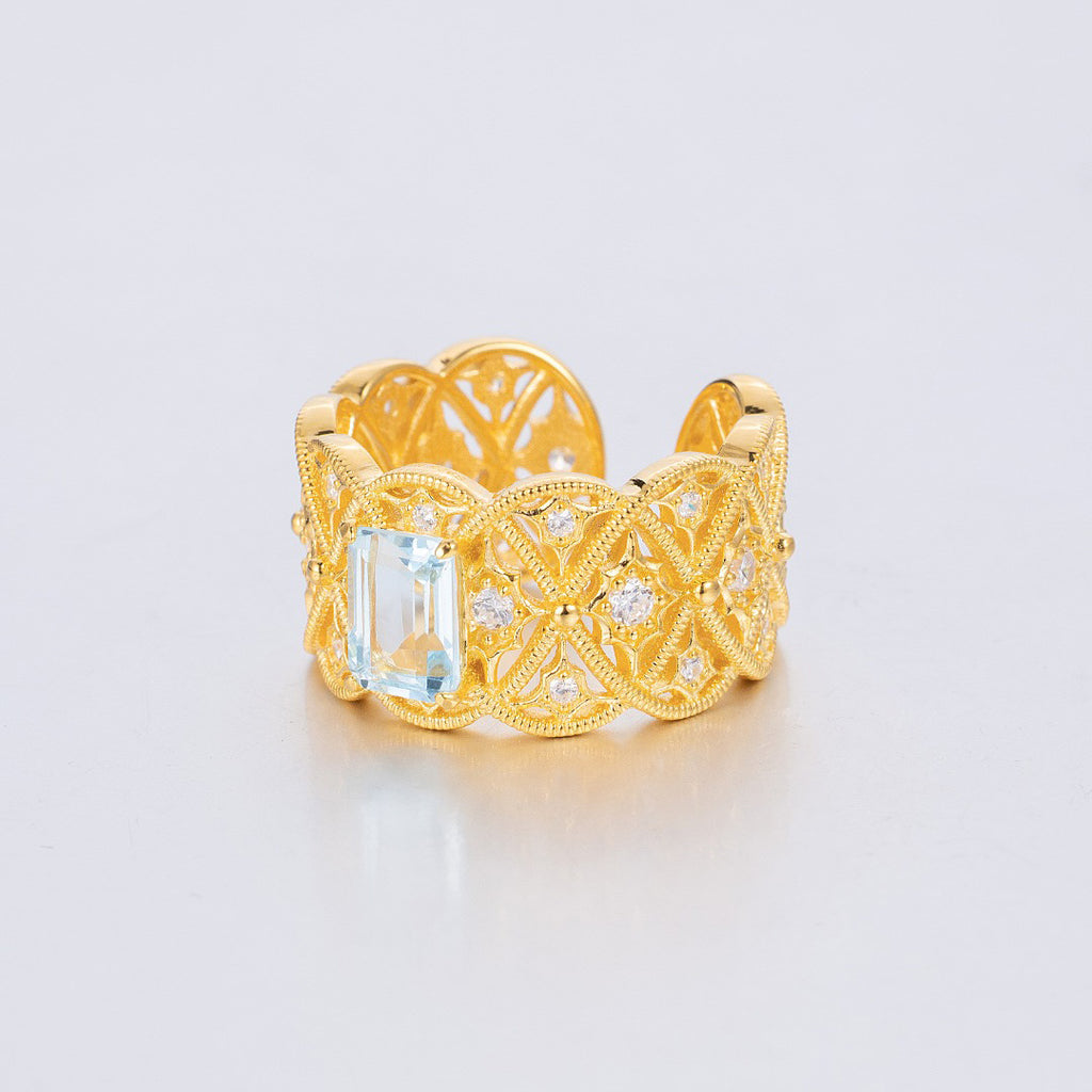 Filigraner Ring aus natürlichem Topasseil 6219