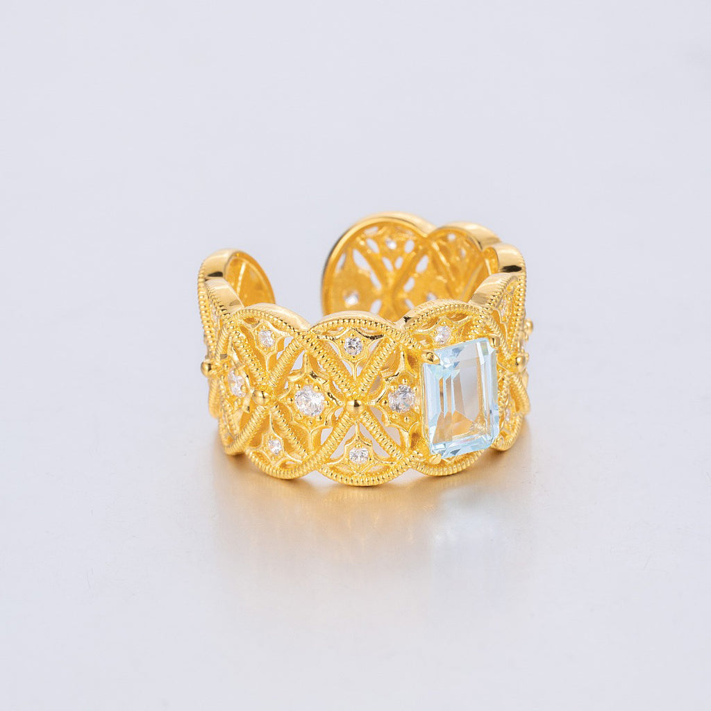 Filigraner Ring aus natürlichem Topasseil 6219