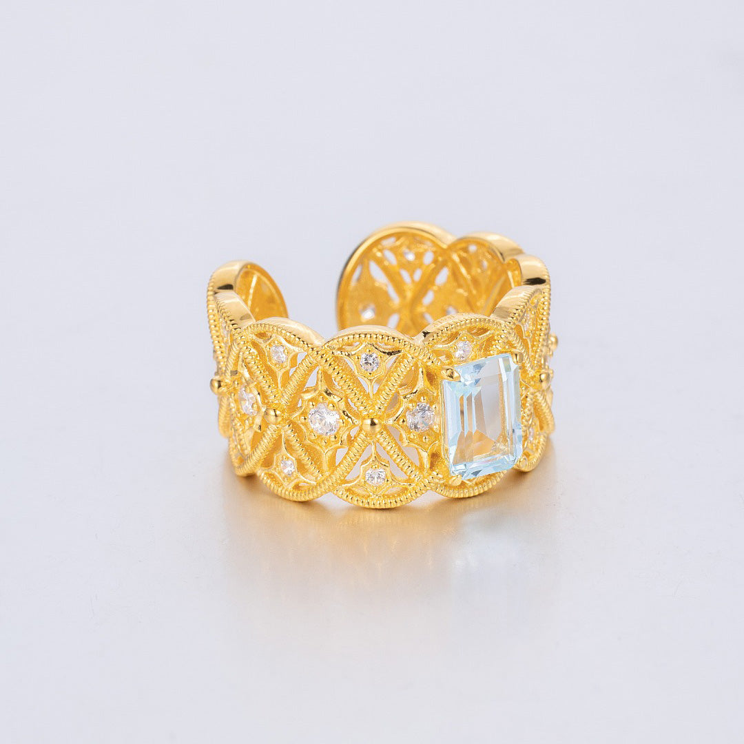 Filigraner Ring aus natürlichem Topasseil 6219
