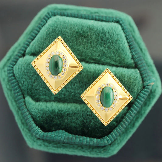 Malachit-Rhombus-Ohrringe 6280