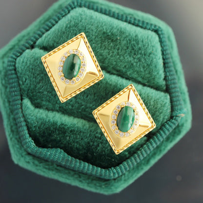 Malachit-Rhombus-Ohrringe 6280