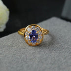Ovaler Halo-Edelsteinring 6356